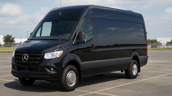 Exterior of Charter Bus Company Fort Worth's 14 Passenger Sprinter Limousine in Fort Worth