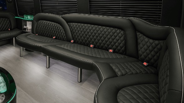 Interior of Charter Bus Company Arlington's 14 Passenger Sprinter Limousine in Arlington