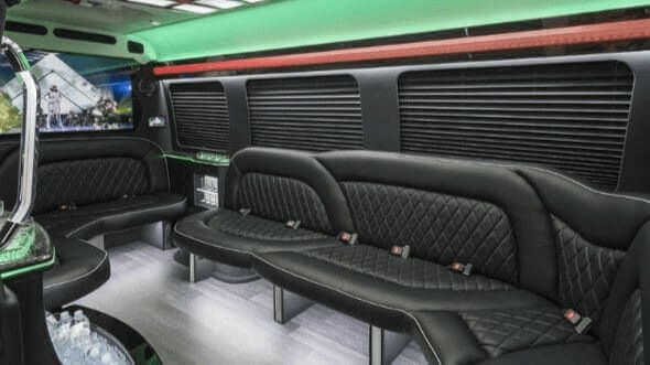 Interior of Charter Bus Company Lubbock's 14 Passenger Sprinter Limousine in Lubbock