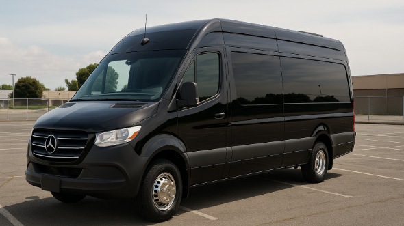 Exterior of Charter Bus Company Waco's 14 Passenger Sprinter Limousine in Waco