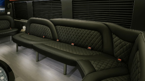 Interior of Charter Bus Company Grand Prairie's 15 Passenger Party Bus in Grand Prairie