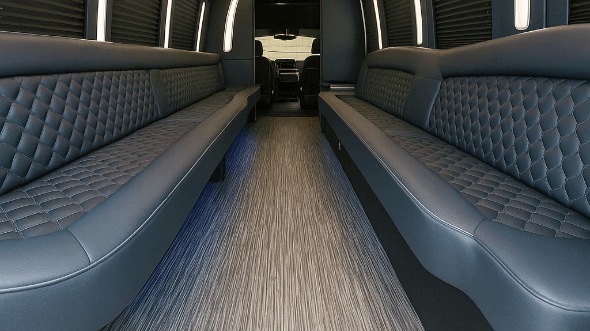 Interior of Charter Bus Company Killeen's 20 Passenger Party Bus in Killeen