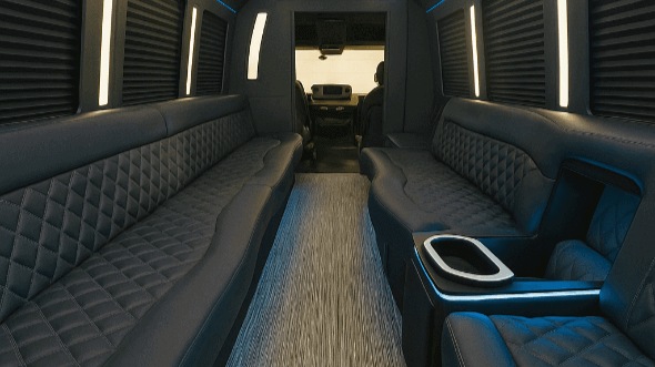 Interior of Charter Bus Company Midland's 20 Passenger Party Bus in Midland