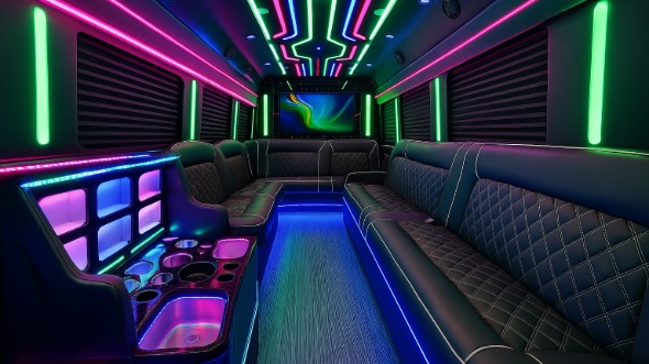 Interior of Charter Bus Company Lubbock's 30 Passenger Party Bus in Lubbock