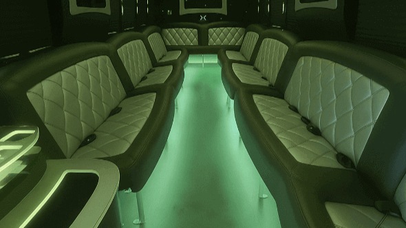 Interior of Charter Bus Company Grand Prairie's 40 Passenger Party Bus in Grand Prairie